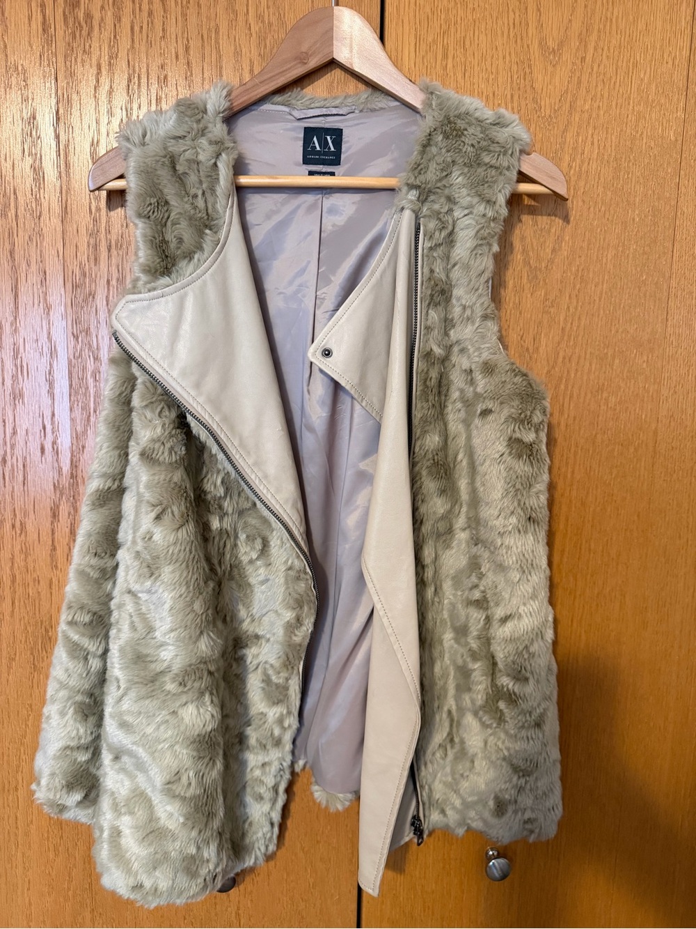 Armani Exchange Women's Taupe Faux-Fur Vest